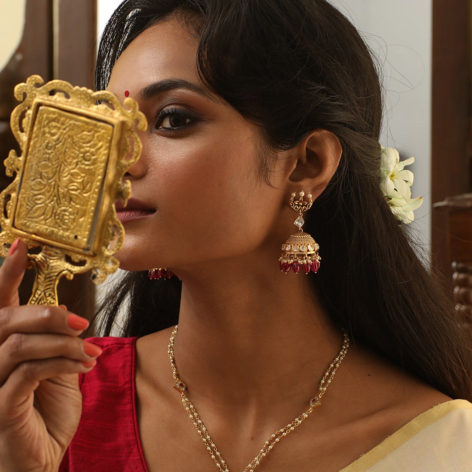 Diamond Jhumka ,diamond earrings,Pure silver Jhumkas Indian,Indian Ear –  Nihira